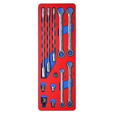 Набор комбинированных ключей с трещоткой, ложемент МАСТАК 5-21311