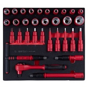 KING TONY Набор торцевых диэлектрических головок с принадлежностями 1/2", шестигранные, 8-32 мм, ложемент, 32 предмета KING TONY 9-45VE02MRV