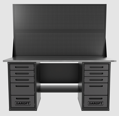 Верстак двухтумбовый 5 ящиков /5 ящиков с двумя экранами и ящиком, 1800*700 серый GAROPT, GT1800Y1Y5Y5PP2.grey