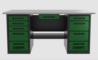 Верстак с ящиком двухтумбовый 4 ящиков /5 ящиков 1800*700 зеленый GAROPT, GT1800Y1Y4Y5.green