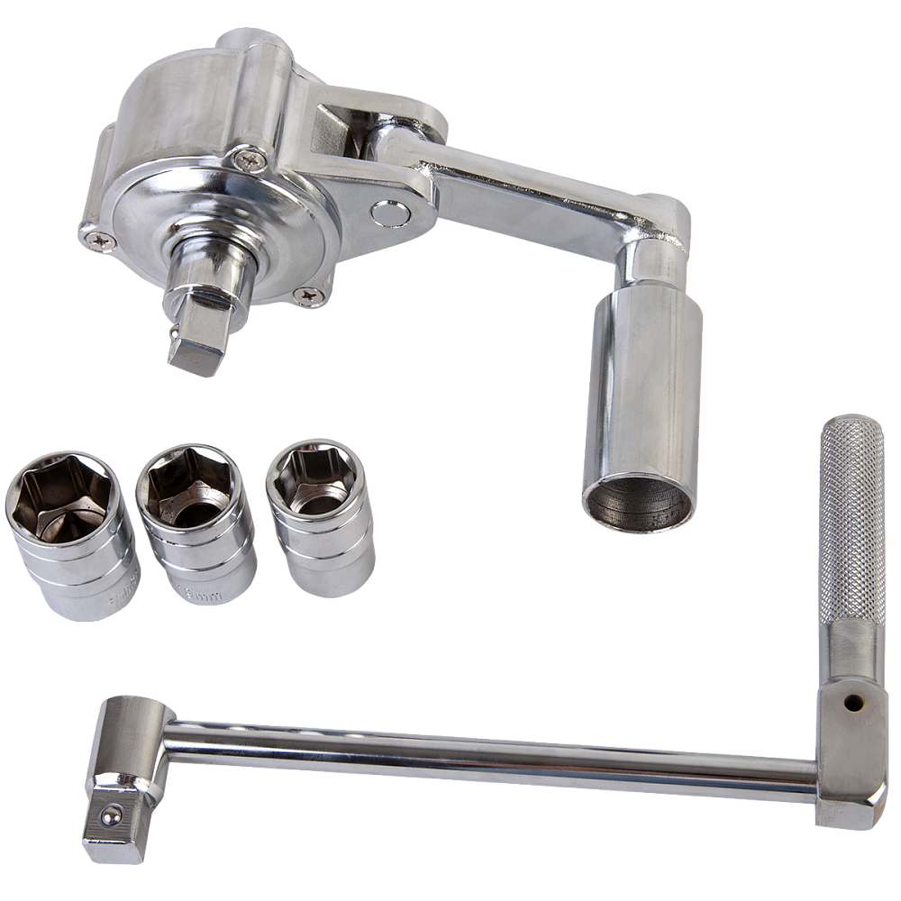 WDK-87921 Ручной гайковерт 16:1 в пластиковом кейсе. гайковерт, рукоятка, 3 головки 1/2"