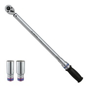 Динамометрический ключ 1/2", 60-340 Нм, "EXACT", футляр, в комплекте 2 торцевые головки KING TONY P34462-2DG