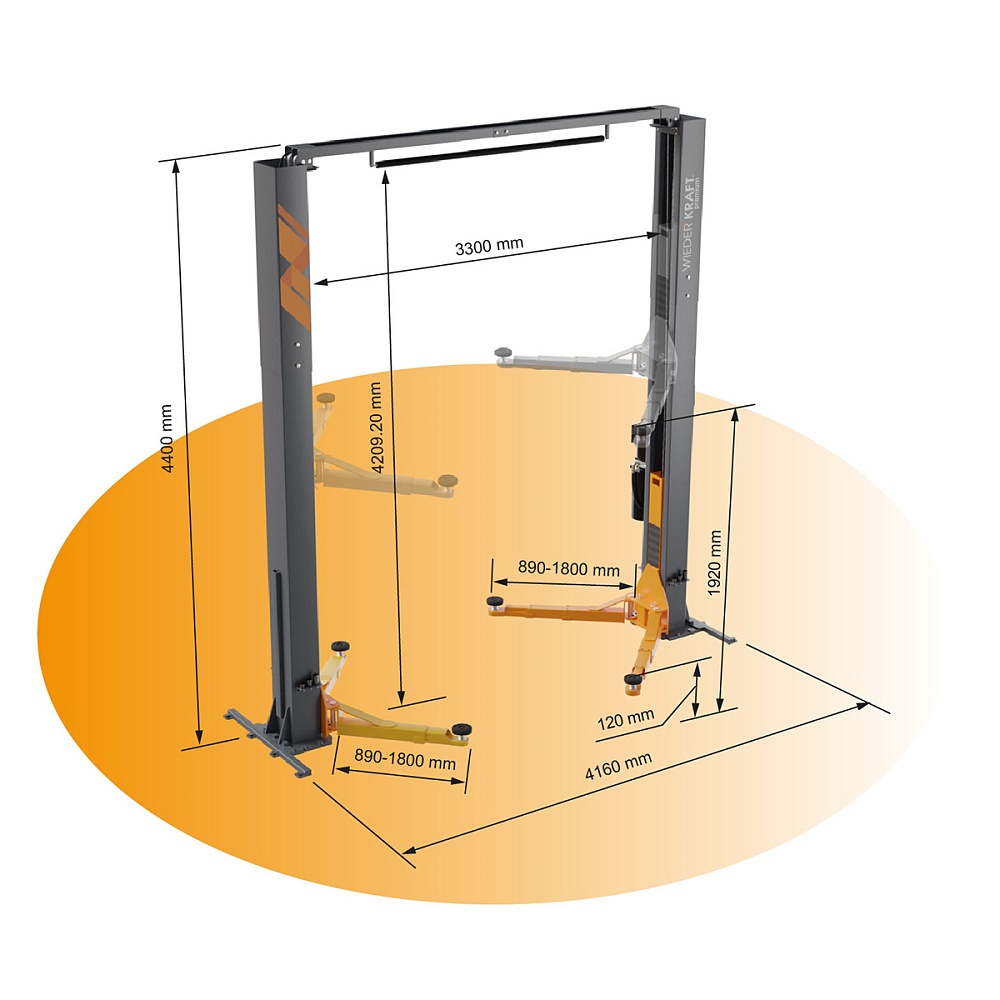 WDK-525N Подъемник двухстоечный с верхней синхронизацией 5 тонн, одност. разбл., 380В