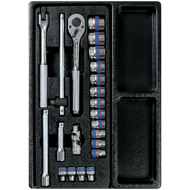 KING TONY Набор торцевых головок 3/8" с принадлежностями, ложемент, 23 предмета KING TONY 9-3523MR