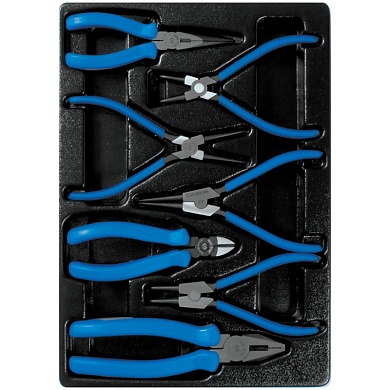 KING TONY Набор съемников стопорных колец, пассатижей и бокорезов, ложемент, 7 предметов KING TONY 9-40207GP