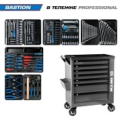 Набор инструментов 204 предмета, "BASTION", в серой тележке KING TONY 9G38-100MRG